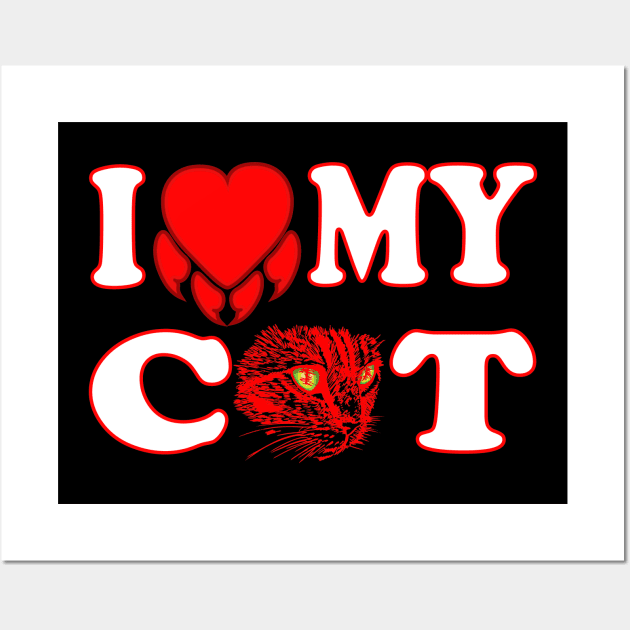 I Love My Cat design -Heart Nail- For Women and Men or Kids Wall Art by bakmed